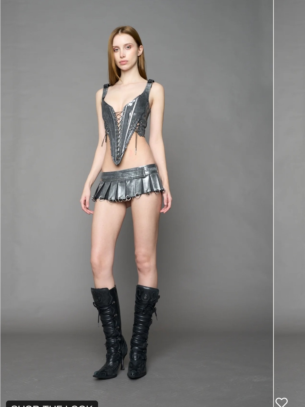 Namilia Silver PLEATED MINI SKIRT WITH RINGS